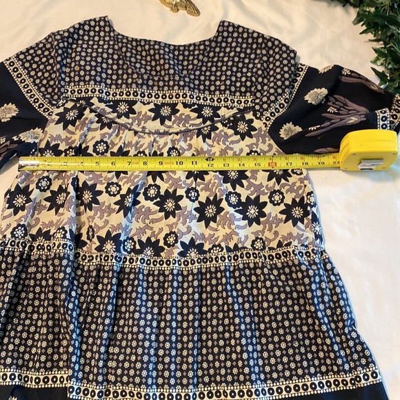 Hand Crafted Short Sleeve Floral Patchwork Pattern Sundress brown - Picture 9 of 10